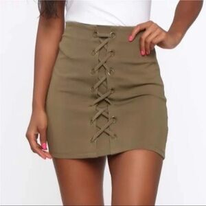 Shinestar Suede Lace Up Mini Skirt, Large